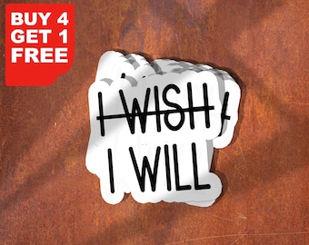 I Wish I Will Crossout Sticker, Motivational Workout Laptop Decals, Inspirational Gym Motivational Stickers For Tumbler And Laptop