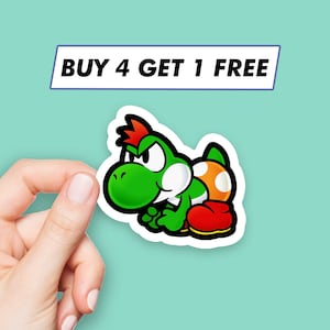 Adesivi per bambini Paper Mario Yoshi, adesivi divertenti con dinosauri, adesivi per laptop, adesivi estetici, adesivi per computer, adesivi per bottiglie d'acqua