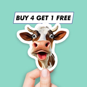 Etiqueta engomada de la cara de la vaca riendo Pegatinas emoji de la vaca Pegatinas del ordenador portátil Pegatinas estéticas Pegatinas de la computadora Pegatinas de la botella de agua Calcomanías del ordenador portátil