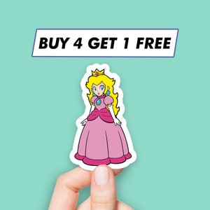 Adesivi kawaii della principessa Peach, adesivi carini di Super Mario, adesivi per laptop, adesivi estetici, adesivi per computer, adesivi per bottiglie d'acqua