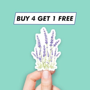 Adesivo de lavanda roxa, adesivos de flores em aquarela, adesivos para laptop, adesivos estéticos, adesivos para computador, adesivos para garrafas d'água, decalques para laptop