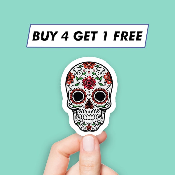 Mexicaanse suikerschedelsticker Dag van de Doden skeletstickers Laptopstickers Esthetische stickers Computerstickers Waterflesstickers