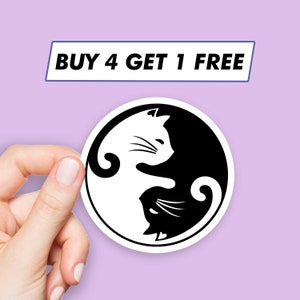 Yin Yang Cats Sticker Cartoon Cat Stickers Laptop Stickers Aesthetic Stickers Computer Stickers Waterbottle Stickers Laptop Decals