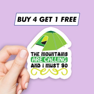 Pegatinas de montañas geniales que llaman, pegatinas con frases de acampada, pegatinas para portátil, pegatinas estéticas, pegatinas para ordenador, pegatinas para botellas de agua, pegatinas para portátil