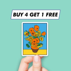 Adesivo Girasoli Van Gogh Adesivi artistici fantastici Adesivi per laptop Adesivi estetici Adesivi per computer Adesivi per bottiglie d'acqua Decalcomanie per laptop