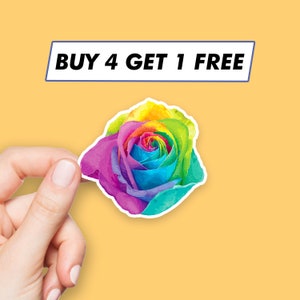 Adesivos de rosas arco-íris, adesivos de flores em aquarela, adesivos para laptop, adesivos estéticos, adesivos para computador, adesivos para garrafas d'água, decalques para laptop