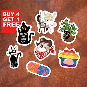 Stickers mèmes chat de cow-boy Sticker chats anime chat cadeau personne Stickers ordinateur portable inspirant lot d'autocollants esthétiques bouteille d'eau