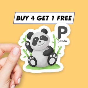 Panda letra p adesivo alfabeto animal adesivos para portátil adesivos estéticos adesivos de computador garrafa de água adesivos decalques para portátil