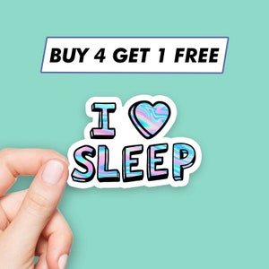 Süß I Love Sleep Aufkleber Positive Spruch Aufkleber Laptop Aufkleber Ästhetische Aufkleber Computer Aufkleber Wasserflasche Aufkleber Laptop Aufkleber