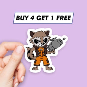 Sticker raton laveur fusée Les Gardiens de la Galaxie Stickers super-héros Stickers ordinateur portable Stickers esthétiques Stickers ordinateur Stickers bouteille d&#39;eau