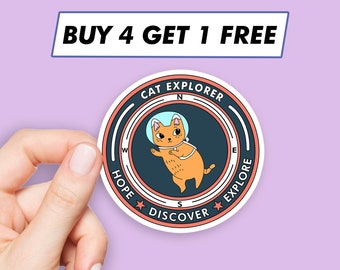 Sticker astronaut kat Leuke ruimtestickers Laptopstickers Esthetische stickers Computerstickers Waterflesstickers Laptopstickers