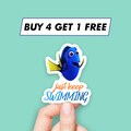 Motivational Just Keep Swimming Sticker Dory Saying Stickers Laptop Stickers Aesthetic Stickers Computer Stickers Waterbottle Stickers product logo