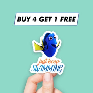 Motivational Just Keep Swimming Sticker Dory Saying Stickers Laptop Stickers Aesthetic Stickers Computer Stickers Waterbottle Stickers