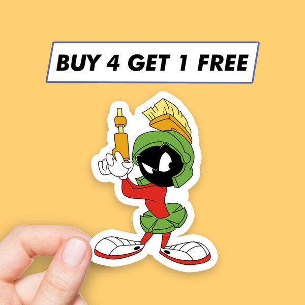 Alien Marvin Sticker Cartoon Martian Stickers Laptop Stickers Aesthetic Stickers Computer Stickers Water Bottle Stickers Laptop Decals