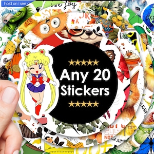 Elke 20 stickers, stickerbundels, vinylstickers voor laptops, waterflessen en bekers, stickerpakket op maat kies je eigen stickerbundel