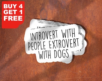 Pegatina de perro introvertido extrovertido, divertida pegatina de perro introvertido para portátil, inspiradora para botellas de agua con café.