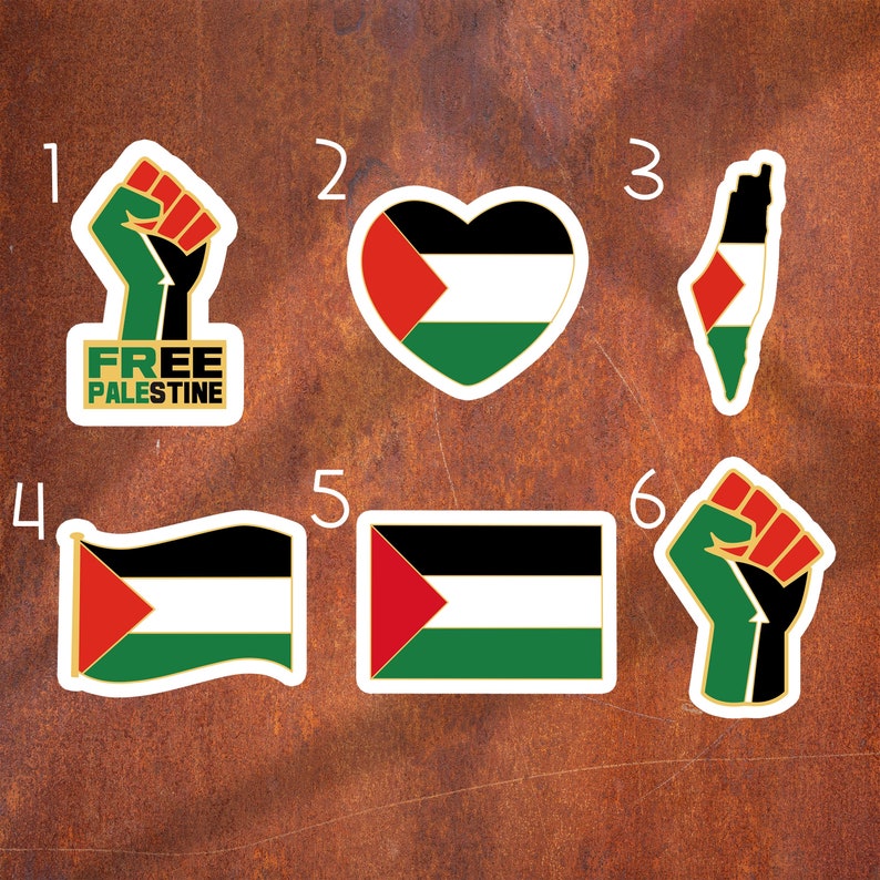 Palestine Flag Sticker Free Palestine Protest Stickers Pack Waterbottle Tumbler Decal Bundle Sticker Aesthetic Pack Vinyl-Car-Stickers image 2
