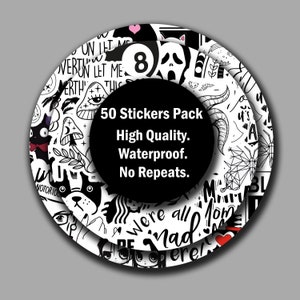10-50 Stück Schwarzweiße Aufkleber Lustige Vinyl Pack Zufällige Aufkleber Kawaii Aufkleber Bundle Lustige Katze Aufkleber Auto Hochzeit Autoaufkleber