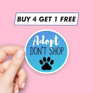 Sticker Adoptez Don't Shop Stickers citations d'animaux Stickers ordinateur portable Stickers esthétiques Stickers ordinateur Stickers bouteilles d'eau Stickers ordinateur portable