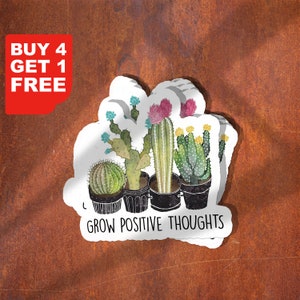 Crecer pensamientos positivos pegatina de plantas, plantas en macetas pegatinas de plantación suculentas, pegatinas de vida vegetal pegatinas de plantas portátiles, pegatinas de plantas