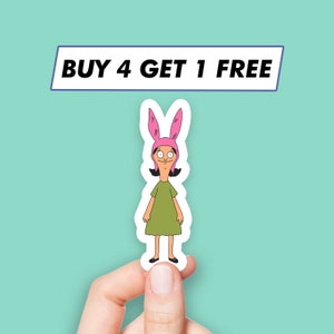 Słodkie naklejki Louise Belcher Bobs Burgers Śmieszne naklejki Naklejki na laptopa Naklejki estetyczne Naklejki na komputer Naklejki na butelkę z wodą