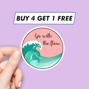 Sticker motivant Suivez le mouvement Stickers dicton Grande vague Stickers ordinateur portable Stickers esthétiques Stickers ordinateur Stickers bouteille d'eau
