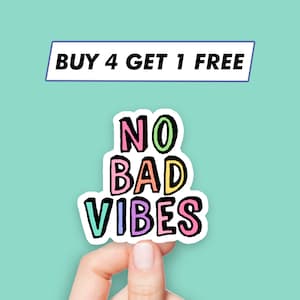 Süßer No Bad Vibes Aufkleber Positive Spruch Aufkleber Laptop Aufkleber Ästhetische Aufkleber Computer Aufkleber Wasserflasche Aufkleber Laptop Aufkleber