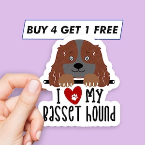 Cute I Love My Basset Hound Sticker Dog Sayings Stickers Laptop Stickers Aesthetic Stickers Computer Stickers Waterbottle Stickers Laptop