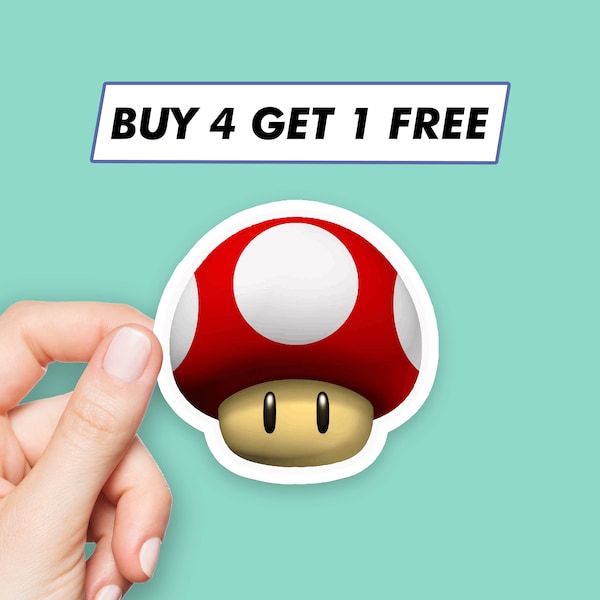 Sticker Mario Super champignon Stickers Super Mario mignon Stickers ordinateur portable Stickers esthétiques Stickers ordinateur Stickers bouteille d'eau