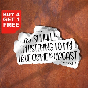 Naklejki na podcasty Shhh Crime, naklejki na podcasty o prawdziwych zbrodniach, zabawne naklejki, naklejki na laptopy Crime, naklejki na kubki Crime, butelka na wodę Crime
