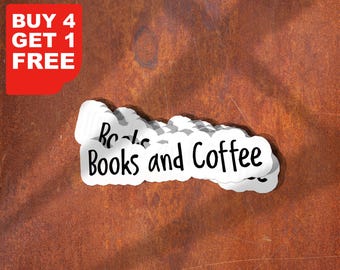 Books And Coffee Sticker, Funny Sticker, Motivation Laptop Decals, Motivational Tumbler Sticker, Water Bottle