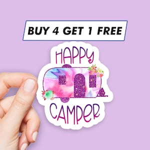 Adesivo Trippy Happy Camper, adesivi per trailer, adesivi per laptop, adesivi estetici, adesivi per computer, adesivi per bottiglie d’acqua, decalcomanie per laptop