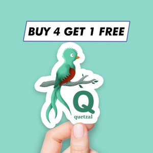 Quetzal letra q adesivo alfabeto animal adesivos para portátil adesivos estéticos adesivos de computador adesivos de garrafa de água decalques para portátil