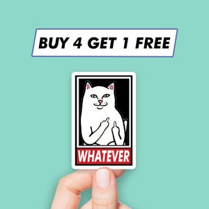 Middle Finger Cat Sticker Punk Saying Stickers Laptop Stickers Aesthetic Stickers Computer Stickers Water Bottle Stickers Laptop Decals