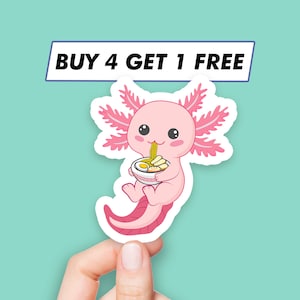 Axolotl Ramen Aufkleber Kawaii Salamander Aufkleber Laptop Aufkleber Ästhetische Aufkleber Computer Aufkleber Wasserflasche Aufkleber Laptop Aufkleber