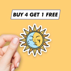 Sun Emoji Sticker Crescent Moon Stickers Laptop Stickers Aesthetic Stickers Computer Stickers Waterbottle Stickers Laptop Decals