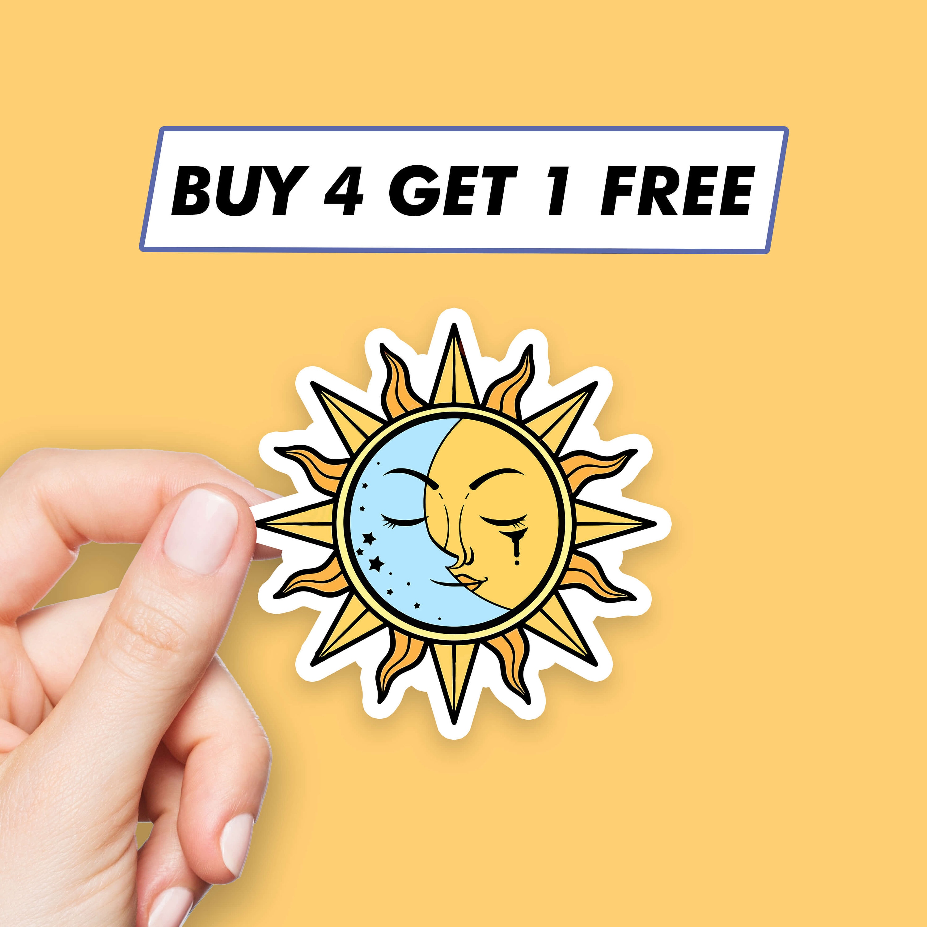 Sun Emoji Sticker Crescent Moon Stickers Laptop Stickers - Etsy