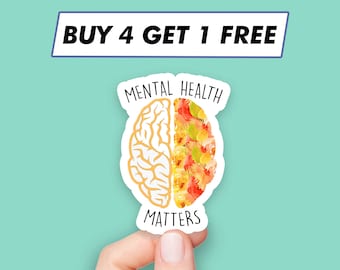 Pegatinas de positividad, salud mental, citas sobre el cerebro, pegatinas para portátiles, pegatinas estéticas, pegatinas para ordenador, pegatinas para botellas de agua.