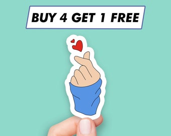 Korean Finger Heart Sticker Cool Love Sign Stickers Laptop Stickers Aesthetic Stickers Computer Stickers Water Bottle Stickers Laptop Decals