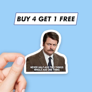 Parks And Rec hele kont één ding sticker Ron Swanson quote stickers laptop stickers esthetische stickers computer sticker waterfles sticker