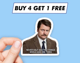 Parks And Rec Whole Ass One Thing Sticker Ron Swanson Quote Stickers Laptop Stickers Aesthetic Stickers Computer Sticker Waterbottle Sticker