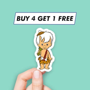 Flintstones Bam Bam sticker leuke cartoonstickers laptopstickers esthetische stickers computerstickers waterflesstickers laptopstickers