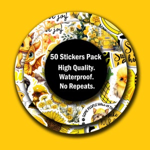 10-50 stuks geel gekleurde stickers telefoonhoes stickerpakketten willekeurige stickers laptop vinyl stickers bundel schattige fruit sticker brief sticker auto