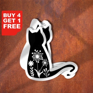 Sticker fleur chat, Sticker floral chat, Sticker chat, Sticker maman chat, Stickers maman chat drôle, Sticker amoureux des chats, Stickers fleurs, Animal