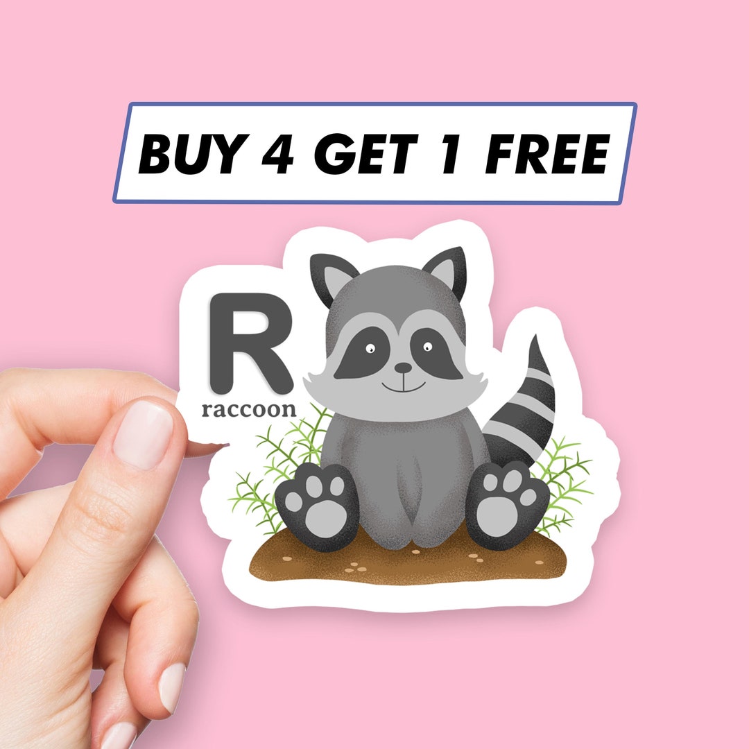 Raccoon Letter R Sticker Animal Alphabet Stickers Laptop Stickers ...