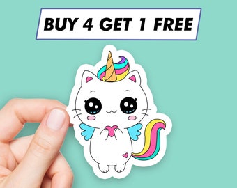 Cat Unicorn Sticker Cute Kitten Stickers Laptop Stickers Aesthetic Stickers Computer Stickers Waterbottle Stickers Laptop Decals