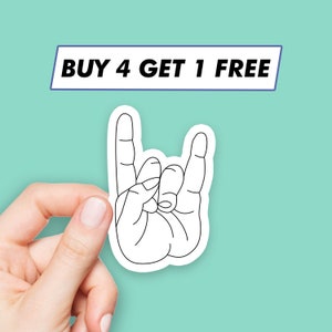 Rock On Hand Sign Sticker Cool Music Stickers Laptop Stickers Aesthetic Stickers Computer Stickers Waterbottle Stickers Laptop Decals