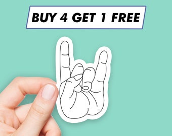 Rock On Hand Sign Sticker Cool Music Stickers Laptop Stickers Aesthetic Stickers Computer Stickers Waterbottle Stickers Laptop Decals