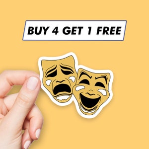 Comedy Tragedy Masks Sticker Happy Sad Stickers Laptop Stickers Aesthetic Stickers Computer Stickers Water Bottle Stickers Laptop Decals
