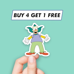 Krusty Clown Sticker Funny Cartoon Stickers Laptop Stickers Aesthetic Stickers Computer Stickers Waterbottle Stickers Laptop Decals